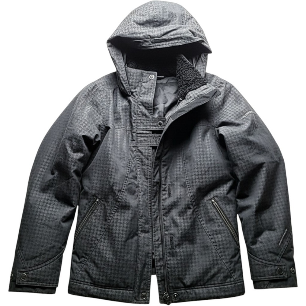 Columbia Women Black Houndstooth Hooded Full Zip Jacket WL5453 Large